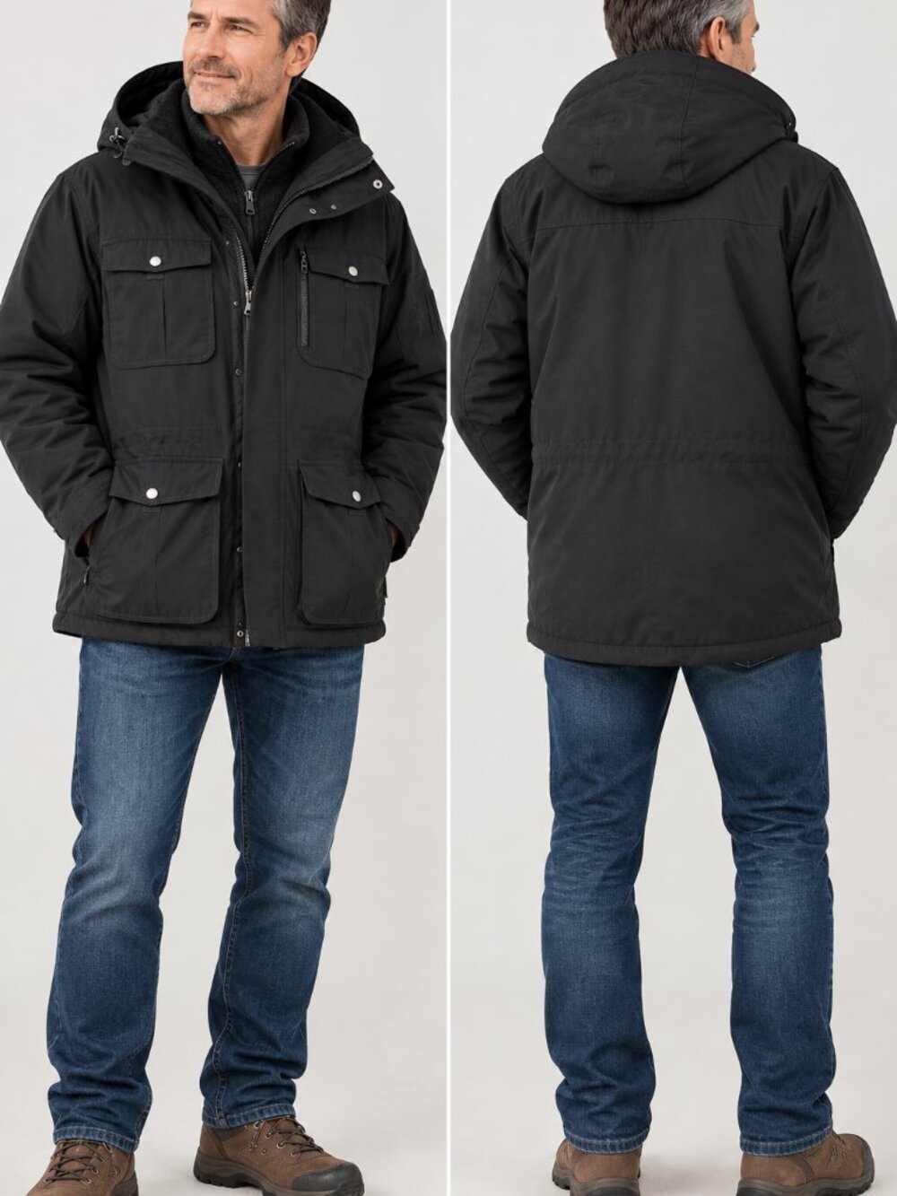 Duluth Trading Canadian Military 3-in-1 Parka Men’s 2XL Black